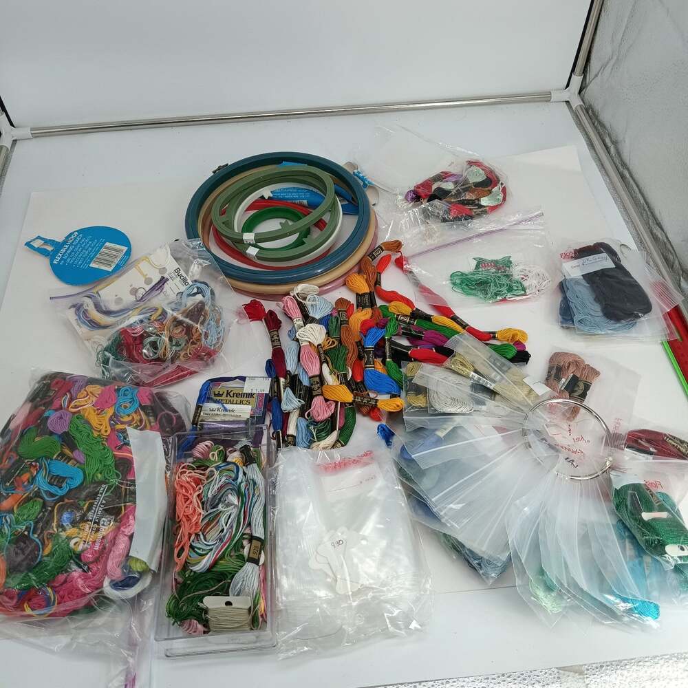 Large lot assorted embroidery floss New Used Assorted Colors Textures DMC